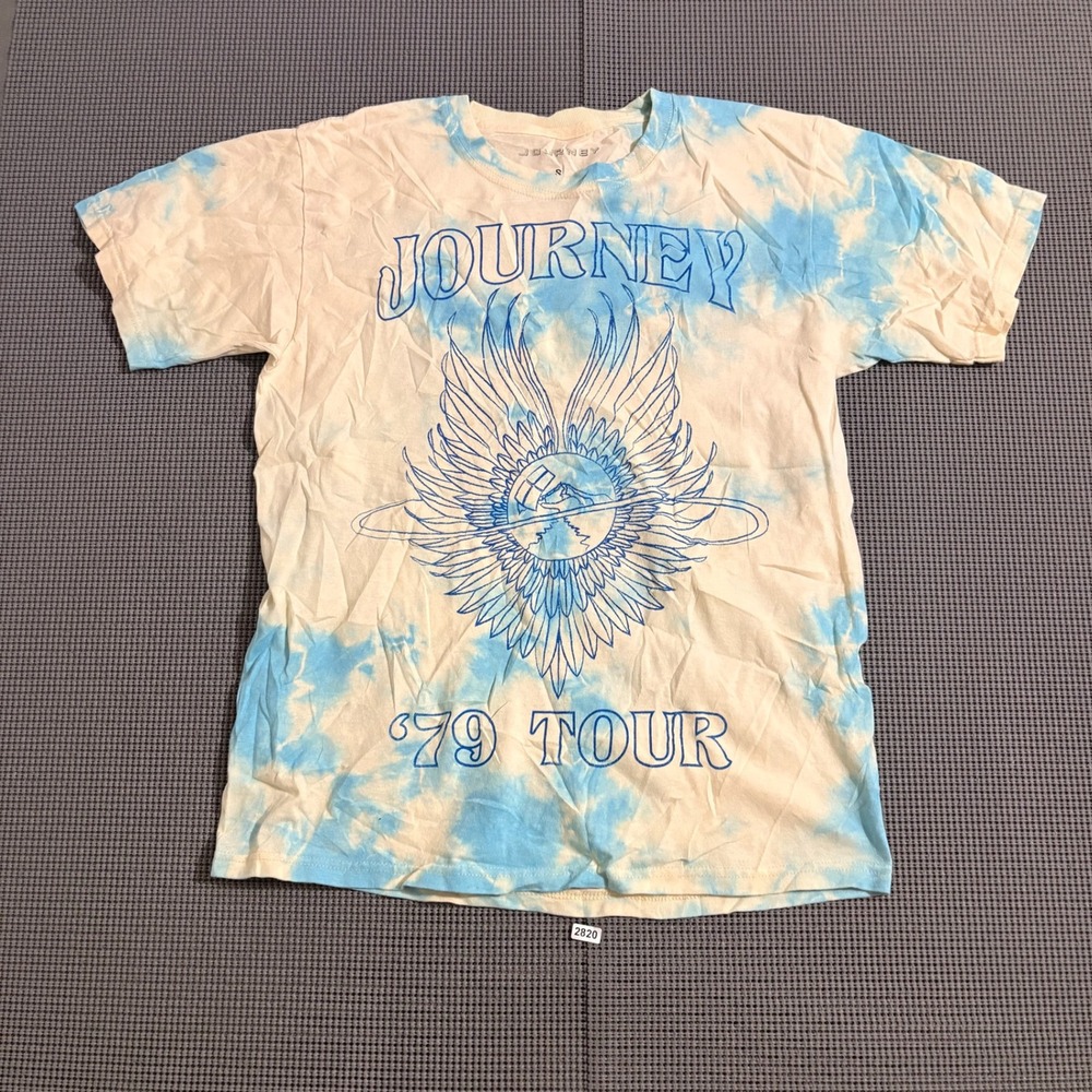 Journey 1979 Tour Tie Dye Graphic T-Shirt Blue White Size S